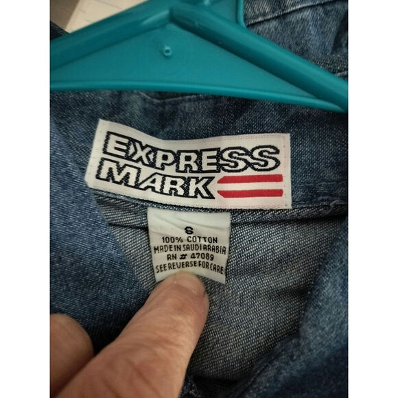 3193)Vintage Express Mark Dental Tool Long Sleeve Button Down Denim Top Sz Small - Picture 5 of 6
